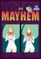 comic shrunken_woman breasts drawing giantess stuck zzz_comics between_breasts squished purple_background