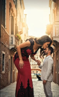 gentle long_hair clothed brunette street dress mini_giantess kissing bending_over suit holding_hands ai_art tallest_women