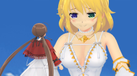 blonde shrunken_woman revealing_outfit looking_at_tiny digital_render cgi giantess