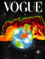 drawing giantess nude earth giga alien space color long_hair green_eyes teen_titans red_hair starfire parody magazine thighs looking_at_viewer stars dc_comics cosmic_giantess orange_skin convenient_censorship magazine_cover y2kmarcus