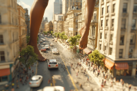 giantess crush city destruction buildings foot_crush walking dark_skin ai_art walking_on_people tinies