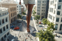 mega tinies giantess crush city destruction buildings foot_crush walking dark_skin ai_art walking_on_people