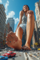 giantess crush city destruction buildings blood gore sitting foot_crush point_of_view ai_art