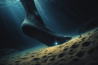 shrunken_man under_water scuba_diver ai_art giantess feet barefoot ocean diving point_of_view imminent_death imminent_crush imminent_foot_crush imminent_stomp imminent_footcrush