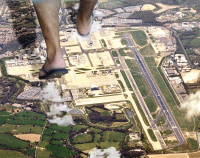 crush feet city mega destruction walking airport flipflop giant male foot_crush