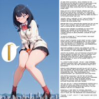 giantess blushing giga city black_hair long_hair blue_eyes skirt buildings shoes socks sitting uniform between_legs thighs sky pleated_skirt bow shirt cardigan black_skirt red_bow long_sleeves one_eye_closed bowtie ssss_gridman rikka_takarada solo red_socks ai_art scrunchie yuegts hand_between_legs wrist_scrunchie white_cardigan bladder_gauge mega