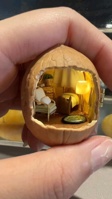 giantess tiny_person mini_house walnut handheld day fingers nailpolish miniature tiny_furniture