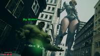 breasts giantess city mega blonde buildings short_hair boots muscles thighs costume point_of_view earrings leotard dialogue x-men hulk thick_thighs green_skin emma_frost digital_render bare_legs marvel_comics jessicagts marvel_rivals