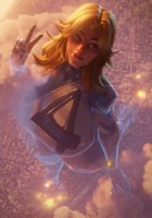 breasts giantess city blonde large_breasts destruction blue_eyes buildings gloves foot_crush explosion thighs costume fantastic_four earrings digital_render marvel_comics susan_storm bottopbot3 invisible_woman marvel_rivals