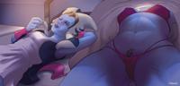 breasts drawing panties horns sleeping alien color cleavage bra bed pillow lying_down belly blue_skin star_wars shrunken_man thighs tattoo shirt closed_eyes earrings panty_entrapment armbands vest togruta made-in-donuts nessa lekku