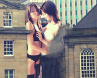 breasts giantess collage mega story asian gtsmakerdj destruction bra underwear lesbians giantesses looking_at_viewer Mega Destruction