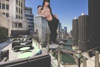 topless hand looking_at_viewer leaning_on_building Mega breasts giantess collage mega story asian hitomi_tanaka gtsmakerdj