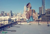 breasts giantess collage mega story imminent_vore gtsmakerdj imminentvore britney_elizabeth licking handheld looking_at_viewer Mega denim outgrowing_clothes