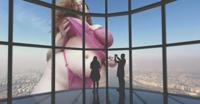 underwear red_hair window observation_deck holding_breast looking_at_tinies Mega Megagiantess breasts giantess collage mega story megagiantess gtsmakerdj lady_ginger_lust