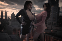 breasts giantess collage mega story karen_gillan leanne_crow rachel_aldana megagiantess gtsmakerdj jenna_coleman city cleavage huge_breasts dress battle fighting giantesses Mega Megagiantess face_swap Cleavage