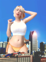 city licking_lips looking_at_viewer hand_behind_head Mega Megagiantess breasts giantess collage mega story asian megagiantess gtsmakerdj bunnada_watthanachotkitti