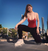 breasts giantess collage mega story asian megagiantess gtsmakerdj chloefit0612 street point_of_view looking_at_viewer trainers on_knee Mega Megagiantess