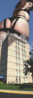 butt destruction smiling looking_down sitting_on_building rear_view Mega Megagiantess Destruction breasts giantess collage mega story tessa_fowler megagiantess gtsmakerdj