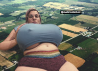 landscape glasses huge_breasts underwear lying_down looking_at_viewer fields hands_on_breasts Mega Megagiantess breasts giantess collage mega story megagiantess gtsmakerdj madzisstacked