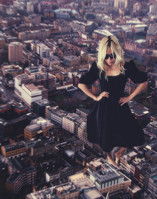breasts giantess collage mega story meme megagiantess gtsmakerdj city barefoot dress looking_down sunglasses hands_on_waist Mega Megagiantess billie_piper