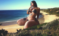 breasts giantess collage mega story megagiantess gtsmakerdj graciebon bikini beach ocean kneeling thighs pondering Mega Megagiantess