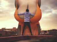 large_breasts cleavage rooftop hands_on_breasts Mega Megagiantess Cleavage breasts giantess collage mega story megagiantess gtsmakerdj honeyyy_lia