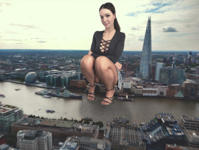 city cleavage london river looking_at_viewer sitting_on_building Mega Megagiantess Cleavage the_shard thames breasts giantess collage mega story megagiantess gtsmakerdj zeldalover2009