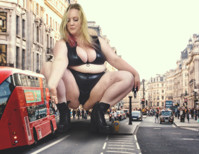 breasts giantess collage mega domination story megagiantess gtsmakerdj giantess_julie_bliss bikini city blonde handheld boots bbw squatting bus london vehicles holding_tiny Mega Megagiantess