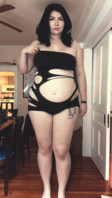breasts giantess collage story mini mini_giantess gtsmakerdj tianas_tummy indoors looking_at_viewer ripped_clothing