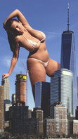breasts giantess collage mega story megagiantess gtsmakerdj aneta_buena bikini city large_breasts looking_at_viewer hand_behind_head Mega Megagiantess above_buildings hand_on_buildings