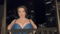 breasts giantess collage mega story megagiantess gtsmakerdj juicy_jade large_breasts bra window night looking_at_viewer balcony Mega Megagiantess