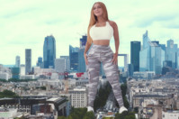 breasts giantess collage mega story megagiantess gtsmakerdj city smiling pants hands_on_thighs Mega Megagiantess