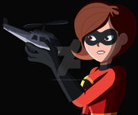 breasts drawing giantess city mega color handheld helicopter brunette brown_eyes gloves short_hair mask night outdoors black_gloves costume milf disney the_incredibles looking_at_tiny elasti-girl pixar nightcore100 incredibles