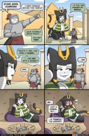 giantess sphynx comic knight cat_girl breasts drawing tail mega black_hair color armor destruction sword cleavage skirt huge_breasts pyramid kneeling pillows top belt dialogue sphinx helmet looking_at_tiny doctorloops