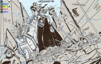 giantess monster_girl warhammer_40k sororitas sister_of_battle breasts drawing furry city mega alien monochrome large_breasts armor destruction sword rampage gun buildings blood tank fox_ears street gore boots thighs milf braid power_lines godjirezarts