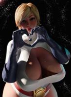 breasts giantess earth giga blonde space blue_eyes cleavage huge_breasts moon gloves short_hair thighs costume cape belt leotard stars power_girl thick_thighs digital_render dc_comics cosmic_giantess bare_legs huckleberry8181