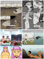 breasts nipples nude comic long_hair yellow_eyes shrunken_woman english pointed_ears multiple_girls multiple_boys damianlix bella_souto giantess