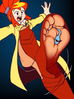 drawing giantess feet toes soles low_angle in_shoe nylons shrunken_man entrapment x-ray under_foot shoe_entrapment sissel ghost_trick lynne the_cheap sissel_(ghost_trick)