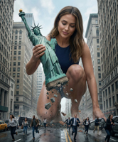 giantess jessica city goddess people women destroy scream liberty shrunken_woman shrunken_man tinies new_york_city statue_of_liberty ai_art celebrities_fetish