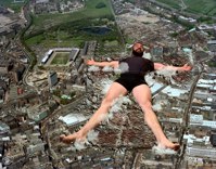 crush city mega angel giant playful gore cruel destuction collage black_hair barefoot underwear lying_down