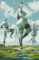 breasts giantess nude giga city mega butt robot destruction water buildings spaceship foot_crush mountains giantesses lake clouds hands_on_hips looking_behind debris thick_thighs digital_render mass_effect edi env-light normandy