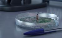 giantess brunette shrunken_woman pen standing shrunken_city caddyisraddy petri_dish 1girl digital_render
