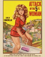 breasts drawing city mega blonde color handheld cleavage buildings brunette fire parody vehicles poster palm_trees high_way straddling closed_eyes bare_legs alpacalypsea giantess attack_of_the_50_foot_woman coachella sabrina_carpenter