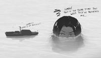 drawing mega monochrome water ocean goddess ships dialogue annoyed looking_at_tinies juliansky100 giantess