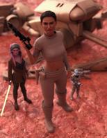 geonosis clone_troopers star_wars tentacles breasts giantess alien armor robot gun desert brunette multiple_sizes boots shrunken_woman shrunken_man pants thighs top looking_at_viewer belt headband helmet lightsaber digital_render pink_skin caddyisraddy bare_midriff padme_amidala padme jedi battle_droid twilek lekku