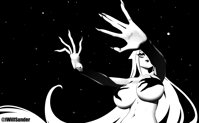 breasts drawing nude giga monochrome large_breasts long_hair shadow stars cosmic_giantess convenient_censorship iwillsunder giantess