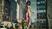 breasts nipples giantess city mega large_breasts destruction rampage pubic_hair buildings glasses blood brunette street vehicles thighs necklace ripped_clothing crowds running_away debris water_tower digital_render bare_legs looking_at_tinies nerd marvin231 Mega Destruction