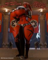 breasts giantess alien color large_breasts butt armor cleavage bra gun skirt huge_breasts yellow_eyes gloves boots crawling foot_crush fire star_wars steps tentacles black_gloves tattoo looking_at_viewer banner dialogue semi_nude helmet red_skin thick_thighs pointed_ears digital_render sith talon bare_midriff stormtroopers darth_talon failureatlife099 twilek lekku Cleavage columns