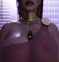city mega black_hair armor cleavage red_hair earrings tiara Mega Cleavage giantess giganta dc_comics breasts trapped wonder_woman digital_render between_breasts satralia_knight