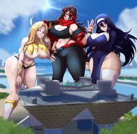 giantess breasts panties blushing city mega blonde black_hair large_breasts long_hair cleavage bra water buildings green_eyes brunette goddess brown_eyes socks gloves red_hair sun boots vivian giantesses pants clouds thighs jacket closed_eyes braid belt crowds bending_down tiara nun scarf anon bare_legs bare_midriff looking_at_tinies hair_streak rachael Mega Cleavage xen xennie